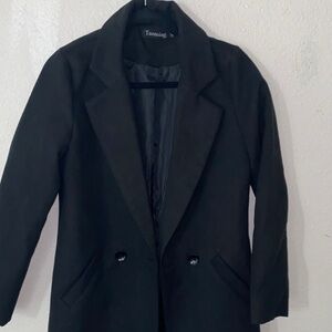 Woman’s Black Wool Blend Overcoat - Classic Tailored Coat